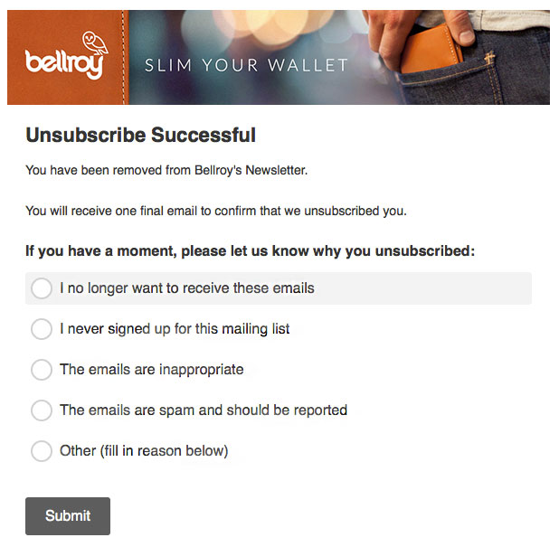 Unconversion Optimizing Email Unsubscribe 14