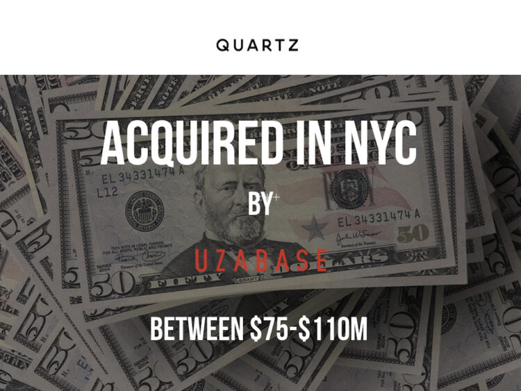 Quartz To Be Acquired by Uzabase For Between $75M-$110M